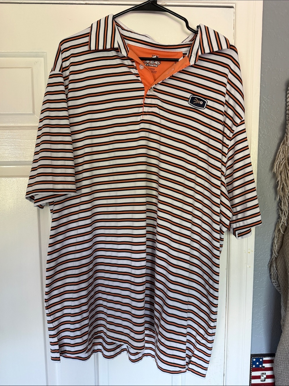 Peter Millar White and Orange Striped Polo Shirt